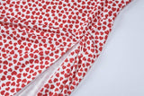 Tube Top Stitching Bow Irregular Slit Floral Dress-8