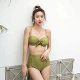 Tube top swimsuit-Green-4