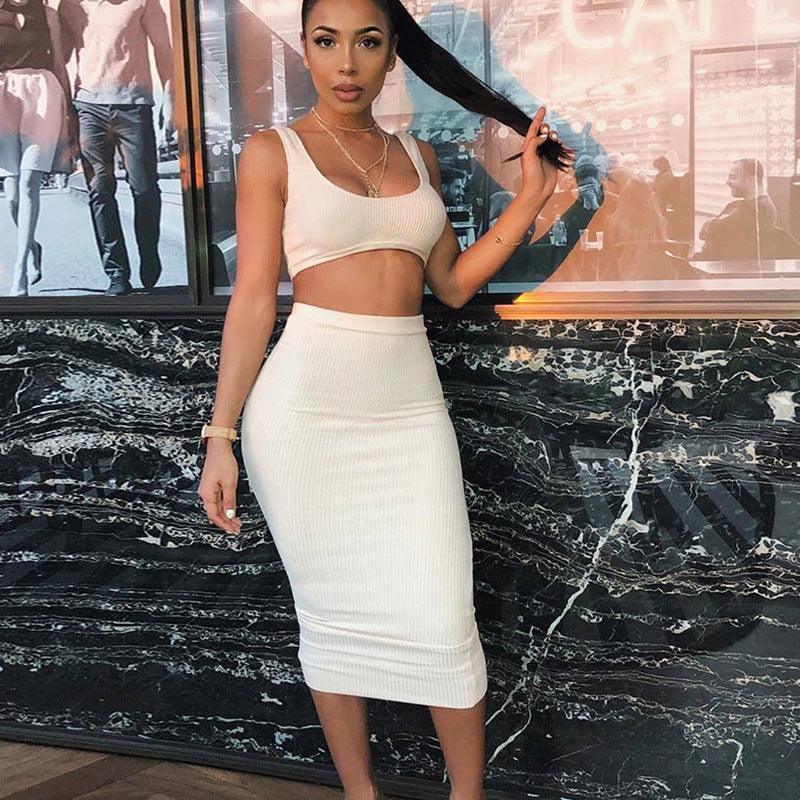 Two-piece hot skirt-White-1