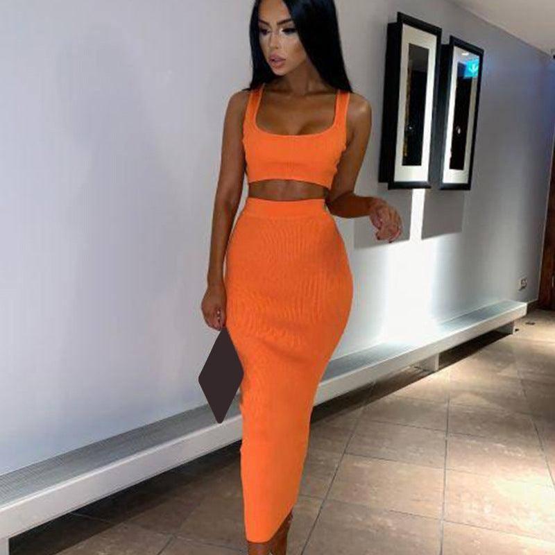 Two-piece hot skirt-Orange-11