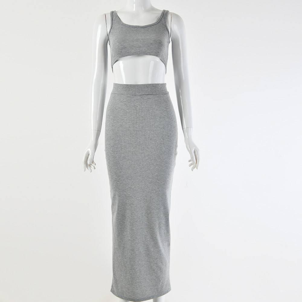 Two-piece hot skirt-Grey-15