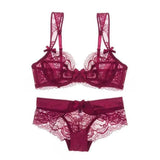 Ultra-Thin Sexy Gathered Lingerie Set, Big Breasts Show-Red-2