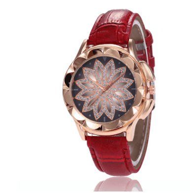 Unique Floral Designer Watch for Women: Trendy Accessory-Red-3