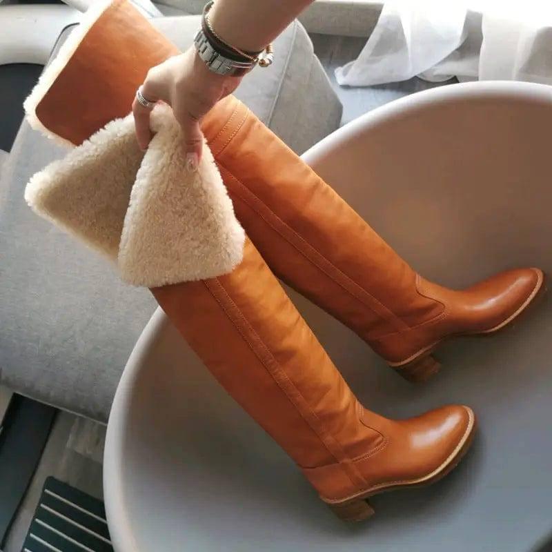 Versatile Thin Boots High Leather Women-2