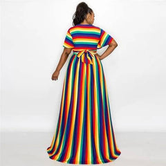 Vibrant Rainbow Maxi Dress: Perfect Summer Style-2