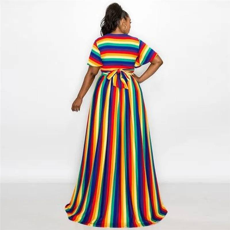 Vibrant Rainbow Maxi Dress: Perfect Summer Style-7