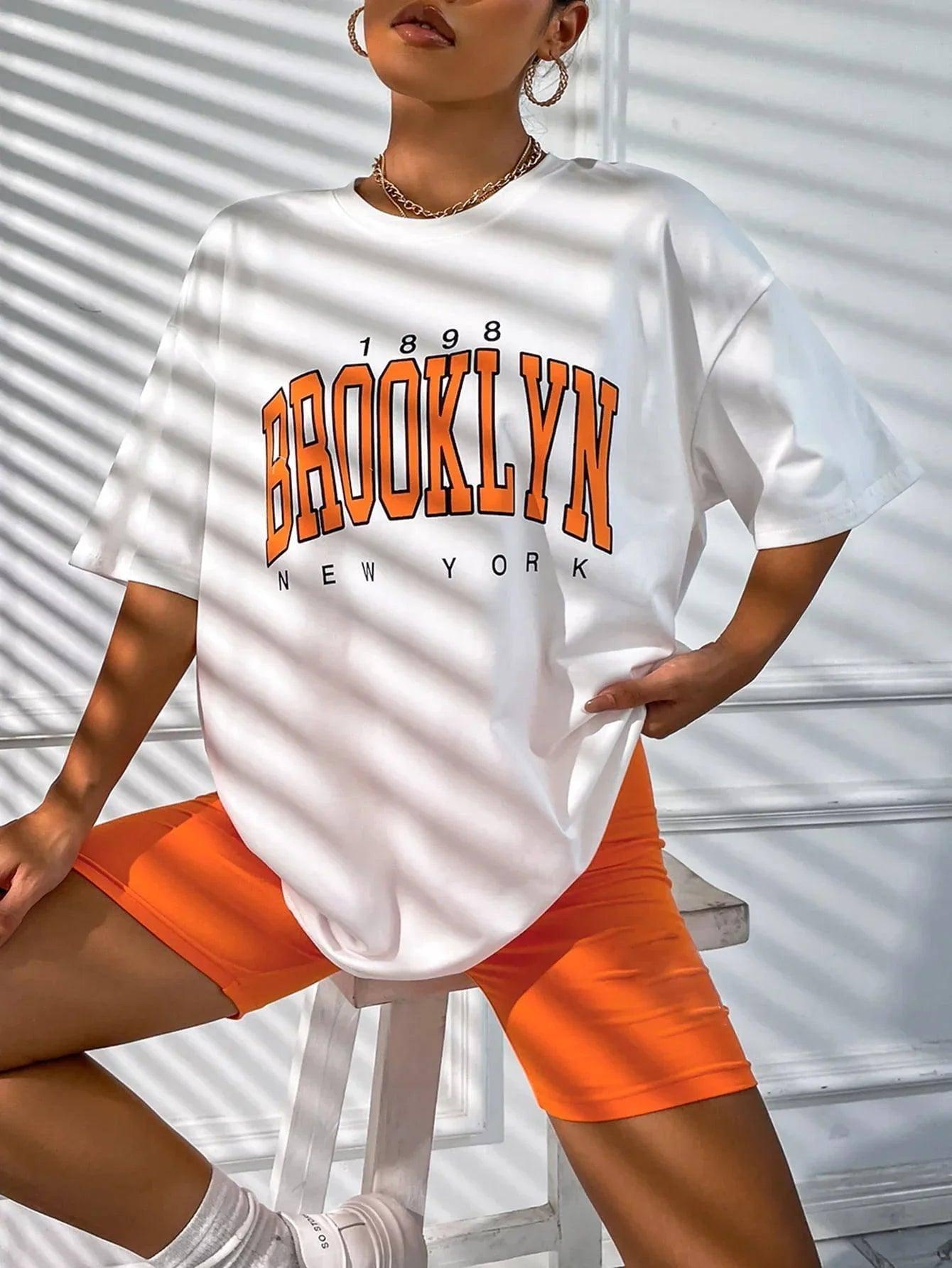 Vintage 1898 Brooklyn New York Womens T-Shirts Oversize-S18346-White-5