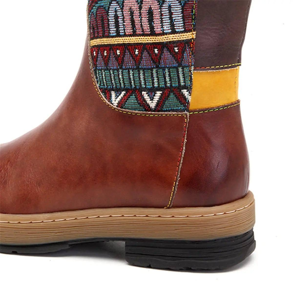 Vintage Mid-calf Boots Women Shoes Bohemian Retro Genuine-9