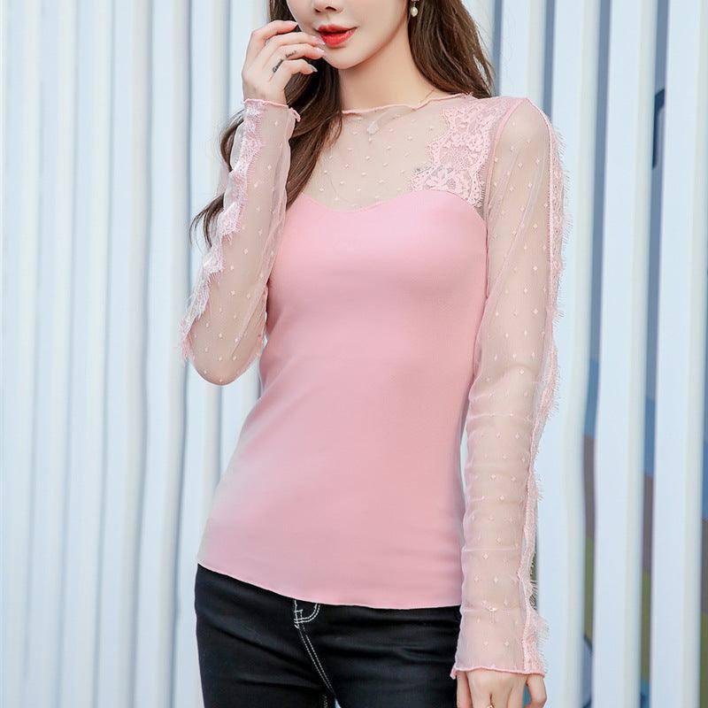 Warm Top Cutout Small Shirt-Pink-6