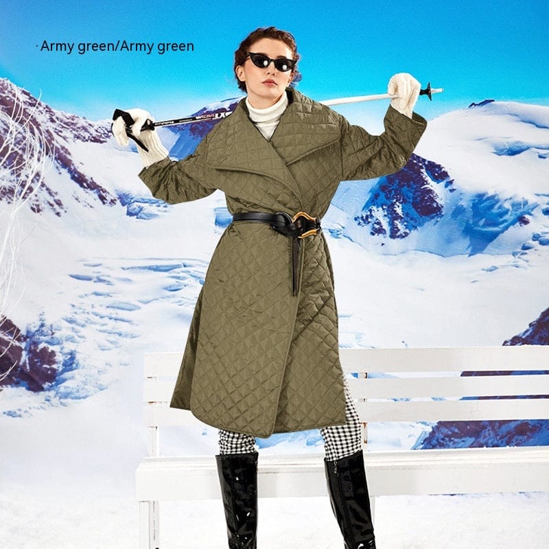 LOVEMI  WDown jacket Army Green / S Lovemi -  Cotton-padded Jacket Female Rhombus Plaid Loose-fitting Profile Coat Cotton-padded Jacket