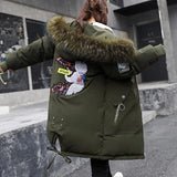 LOVEMI  WDown jacket ArmyGreen / M Lovemi -  Mid-length Large Fur Collar Down Coat Plus Size Korean