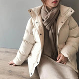 LOVEMI  WDown jacket Beige / M Lovemi -  Korean style stand collar cotton bread