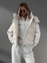 LOVEMI  WDown jacket Beige / S Lovemi -  Women's Fashionable Outerwear Sleeveless Hooded Down Cotton Jacket