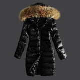 LOVEMI  WDown jacket Black / 3XL Lovemi -  Long Quilted Jacket With Fur Collar And Raccoon Fur