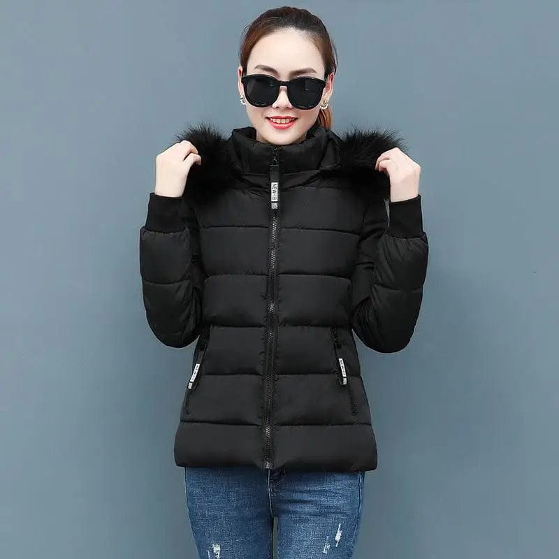 LOVEMI  WDown jacket Black / M Lovemi -  Ladies large fur collar padded down jacket