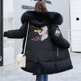 LOVEMI  WDown jacket Black / M Lovemi -  Mid-length Large Fur Collar Down Coat Plus Size Korean
