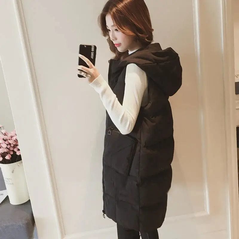 LOVEMI WDown jacket Black / S Lovemi -  Long vest cotton jacket