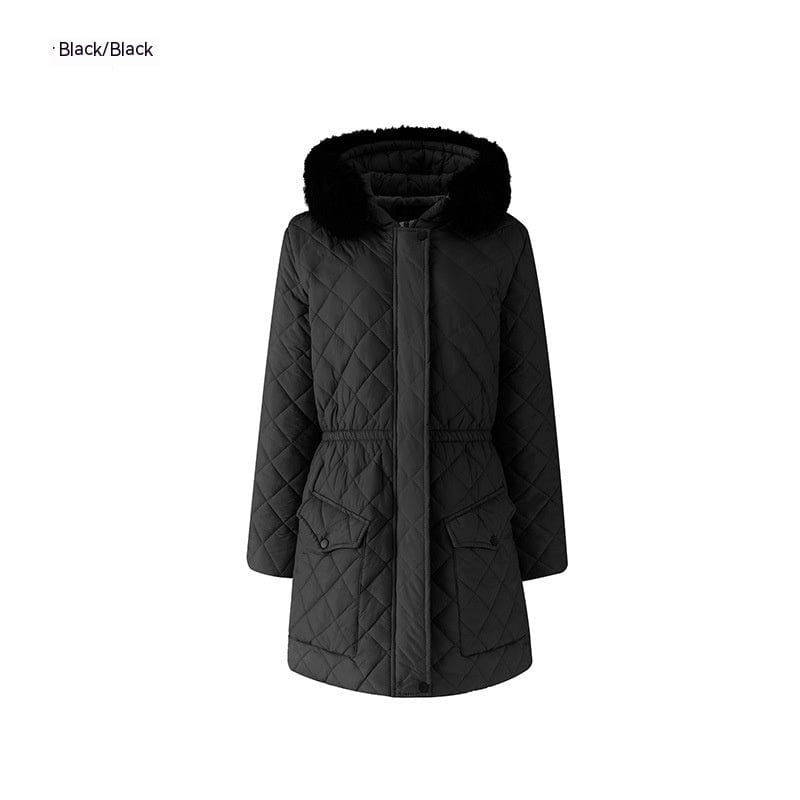 LOVEMI  WDown jacket Black / S Lovemi -  Slim-fit Lace Up Hooded Long Sleeve Plaid Long Women's Winter Top