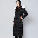 LOVEMI WDown jacket Black + white fox fur / XL Lovemi - Long Sleeve Thickened Straight-Cut Coat