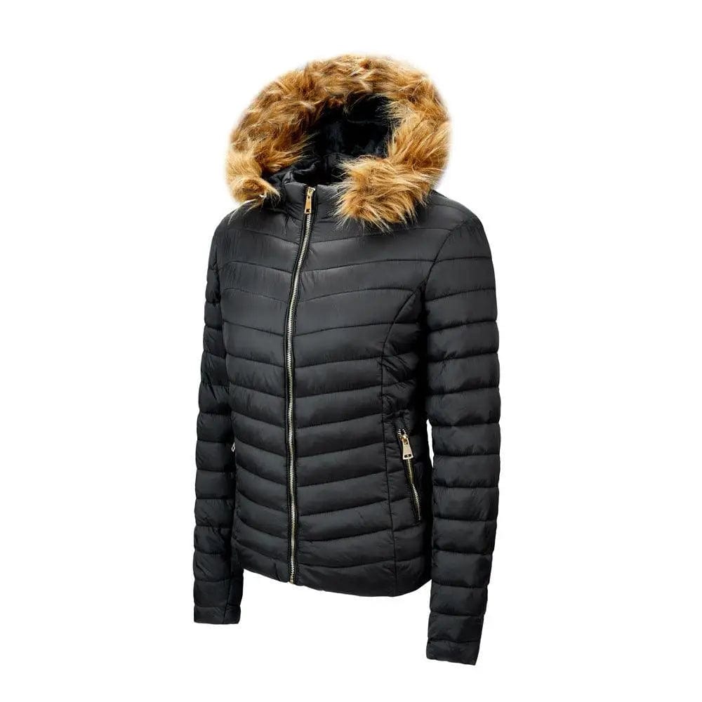 LOVEMI  WDown jacket Black / XL Lovemi -  Women's fur collar cotton hooded jacket