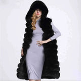LOVEMI  WDown jacket Black / XS Lovemi -  Women Long Faux Fox Fur Slim Vest