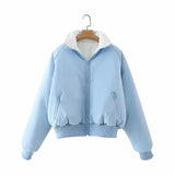 LOVEMI WDown jacket Blue / S Lovemi -  Reversible cotton jacket with stand-up collar
