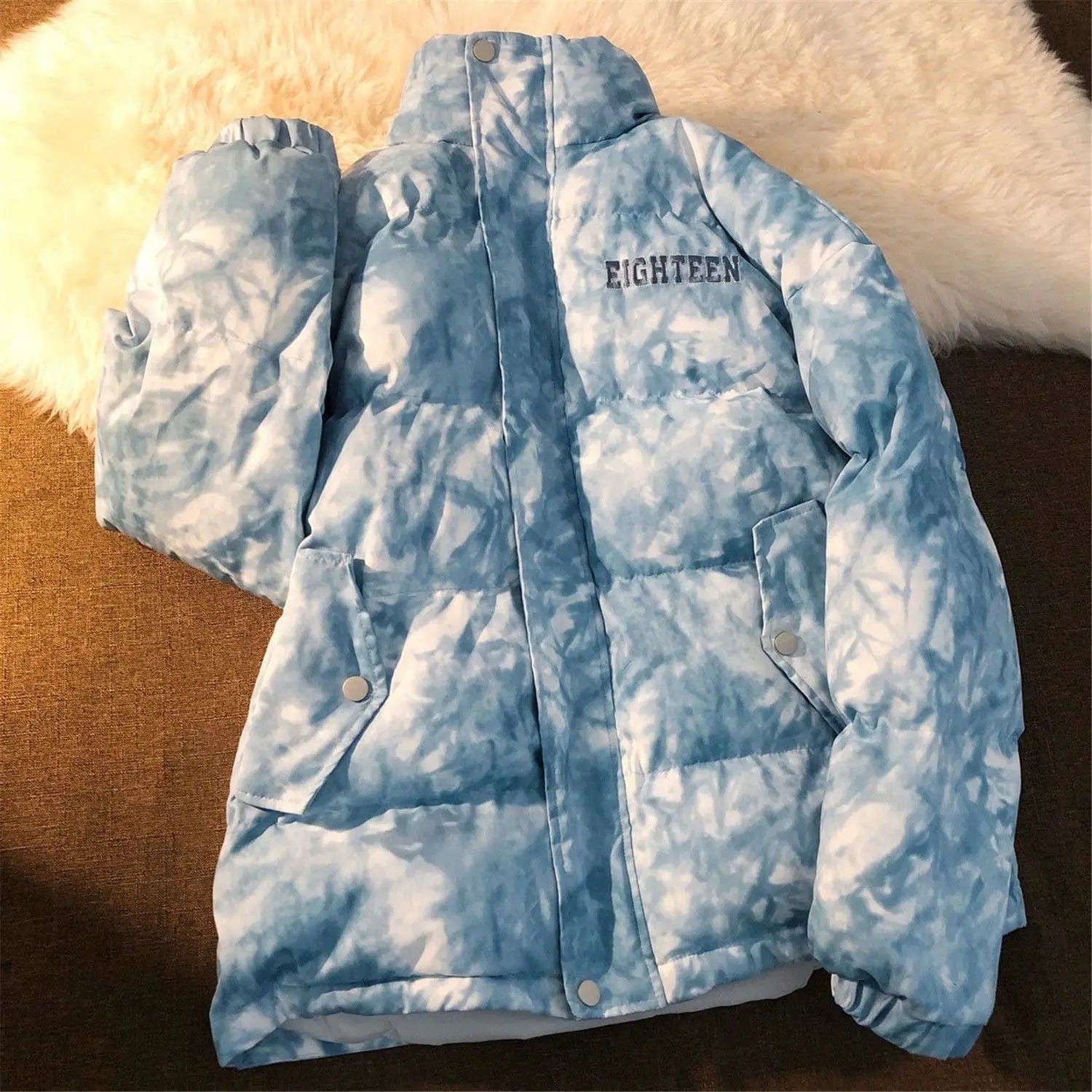 LOVEMI WDown jacket Blue / S Lovemi -  Women's Stand-up Collar Cotton Jacket All-match Loose