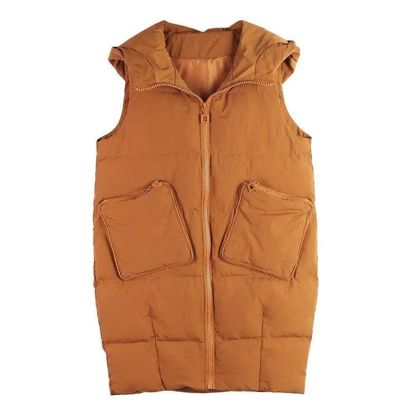 LOVEMI WDown jacket Brown / S Lovemi -  Long vest cotton jacket