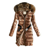 LOVEMI  WDown jacket BrownA / S Lovemi -  Long Quilted Jacket With Fur Collar And Raccoon Fur