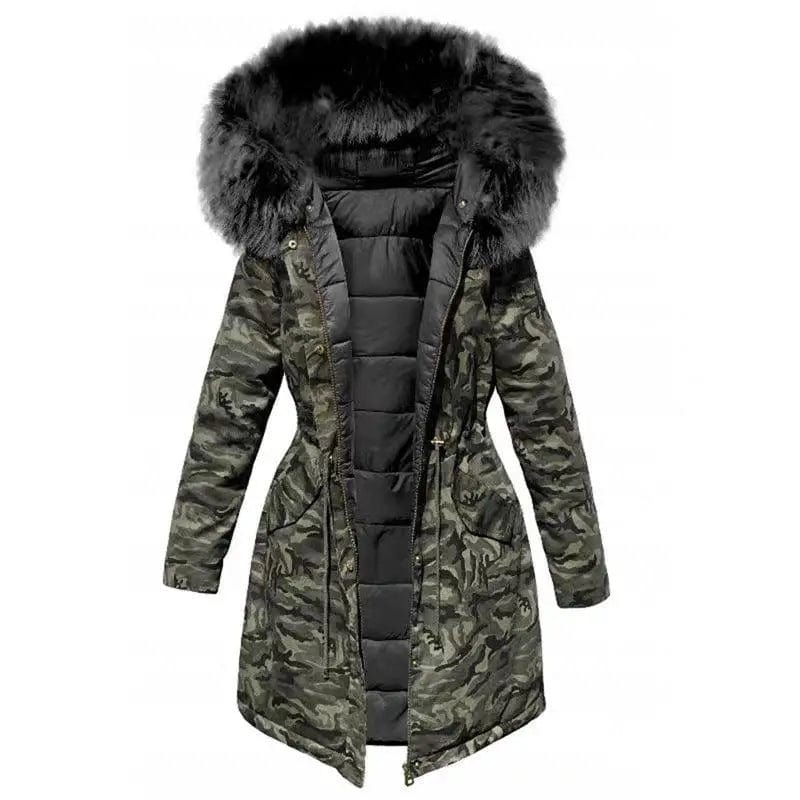 LOVEMI  WDown jacket Camouflage / XL Lovemi -  Plush Thick Coat Loose Big Fur Collar Mid-length Camouflage