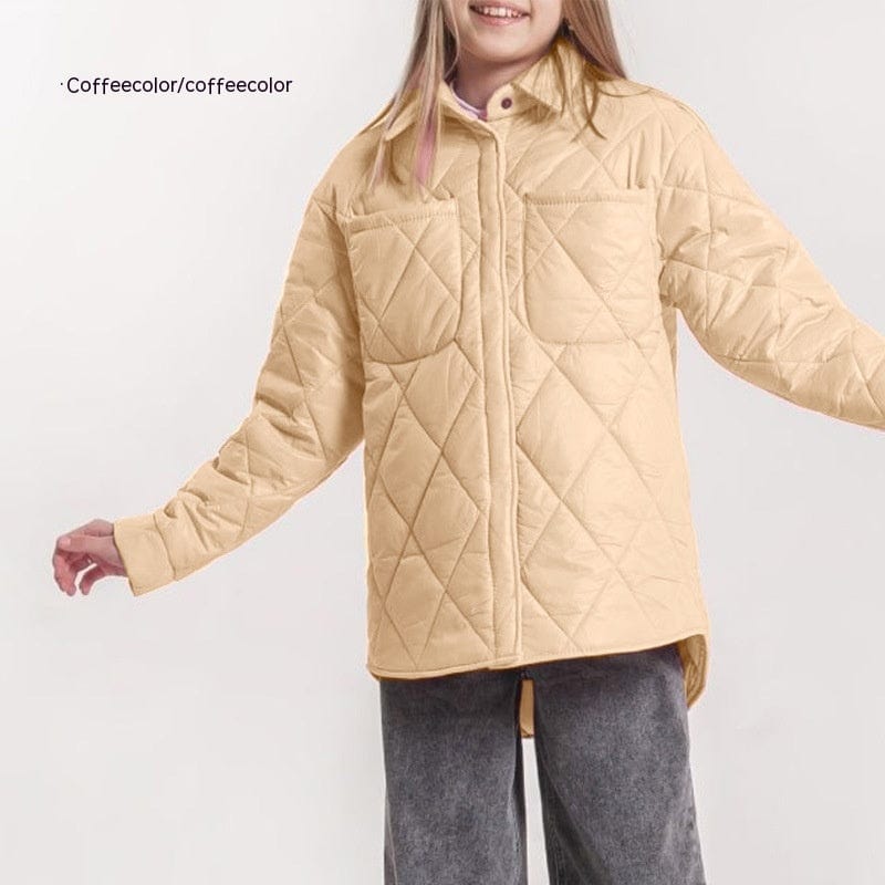 LOVEMI  WDown jacket Coffee / 110 Lovemi -  Art Loose Rhombus Cotton Clothing Cotton Coat Daughter