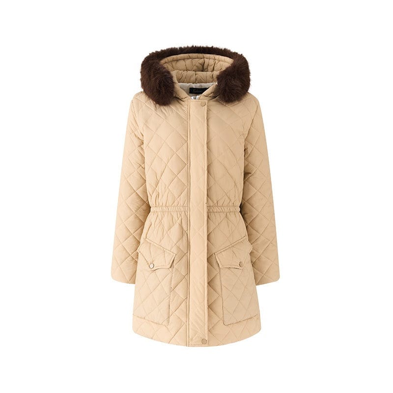 LOVEMI  WDown jacket Coffee / S Lovemi -  Slim-fit Lace Up Hooded Long Sleeve Plaid Long Women's Winter Top