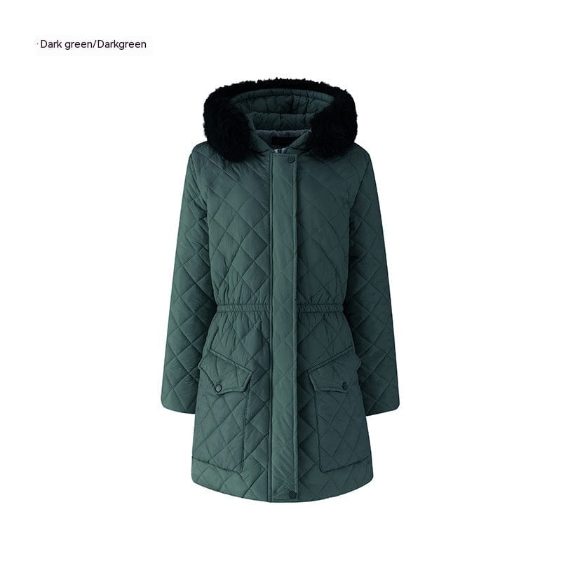 LOVEMI  WDown jacket Dark Green / S Lovemi -  Slim-fit Lace Up Hooded Long Sleeve Plaid Long Women's Winter Top