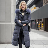 LOVEMI  WDown jacket Gray / L Lovemi -  Women's Cotton-padded Clothes Over The Knee Large Fur Collar Quilted Jacket