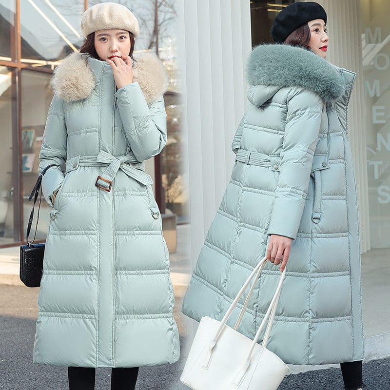 LOVEMI  WDown jacket Green / M Lovemi -  Over-the-knee Down Cotton Jacket Thickened Cotton-padded Coat