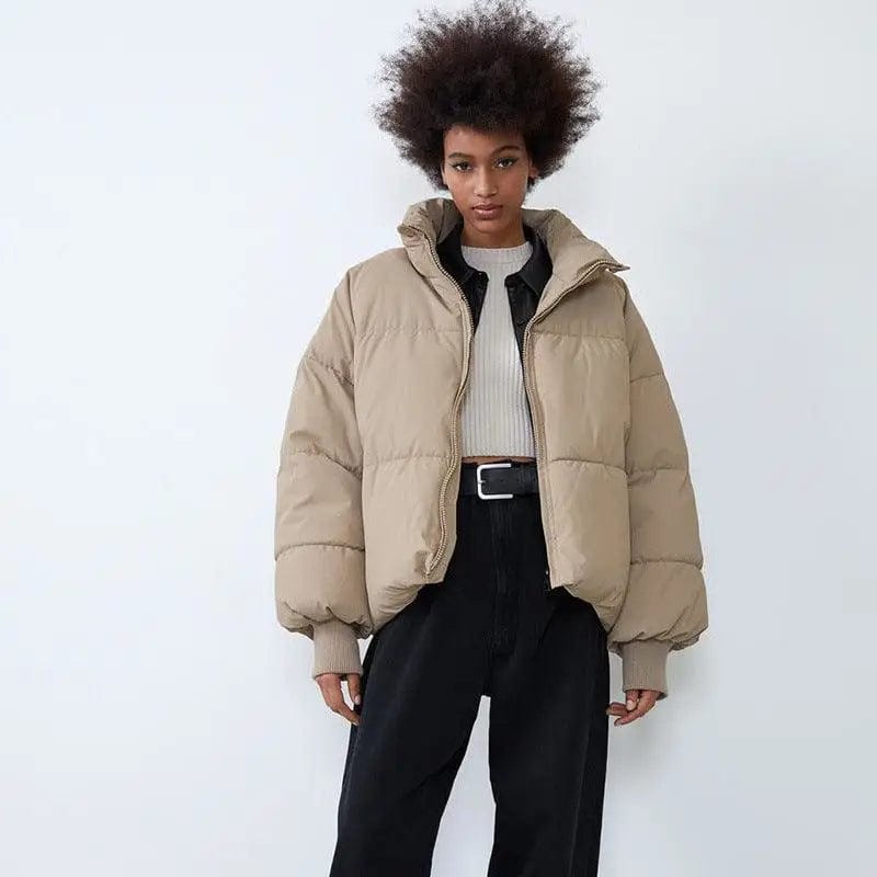 LOVEMI  WDown jacket Khaki / S Lovemi -  Fashion Temperament Loose Cotton Jacket Jacket For Women