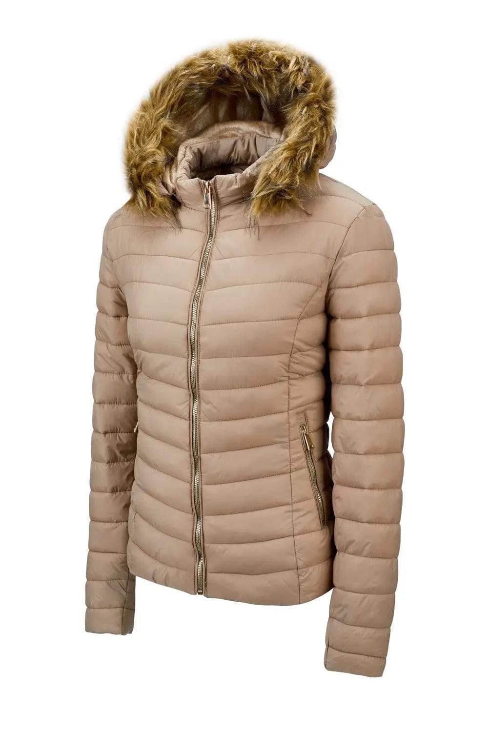 LOVEMI  WDown jacket Khaki / XL Lovemi -  Women's fur collar cotton hooded jacket