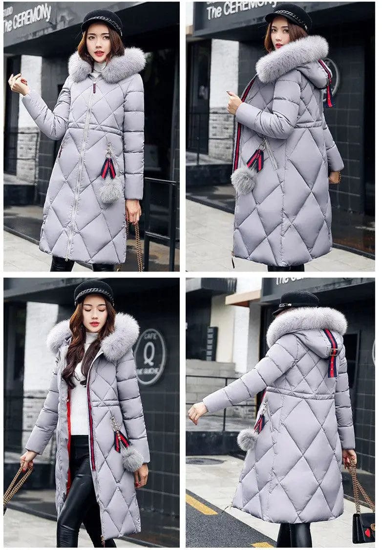 LOVEMI  WDown jacket Lovemi -  Fashionable Women's Over-the-knee Long Fur Collar Quilted