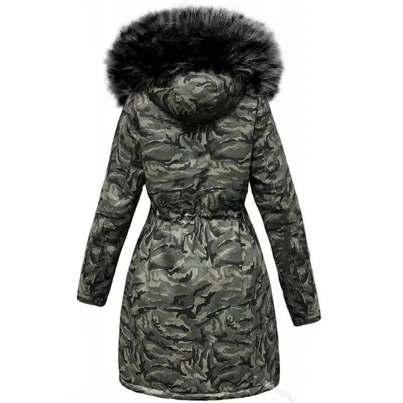 LOVEMI  WDown jacket Lovemi -  Plush Thick Coat Loose Big Fur Collar Mid-length Camouflage