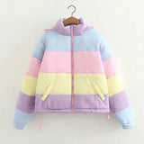 LOVEMI WDown jacket Lovemi -  Rainbow contrast color loose padded coat jacket bread