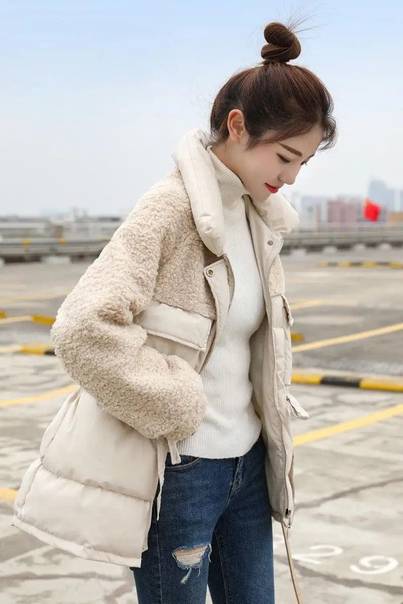 LOVEMI  WDown jacket Lovemi -  Spliced grain velvet cotton clothing