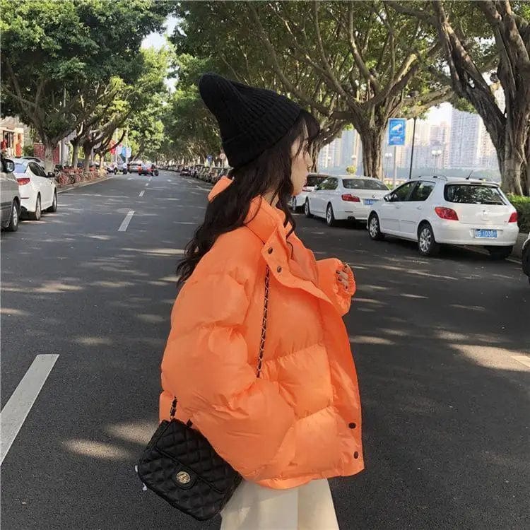 LOVEMI WDown jacket Orange / S Lovemi -  Thick Solid Short Style Cotton Padded Parkas Coat