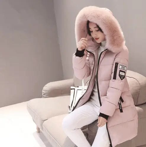 LOVEMI WDown jacket Pink / M Lovemi -  Slim thick cotton jacket large fur collar cotton suit