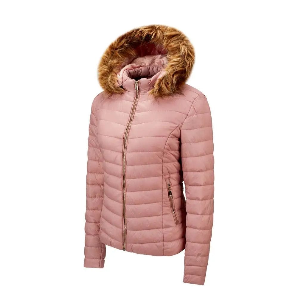 LOVEMI  WDown jacket Pink / S Lovemi -  Women's fur collar cotton hooded jacket