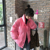 LOVEMI WDown jacket Pink / XL Lovemi -  Thick Solid Short Style Cotton Padded Parkas Coat