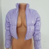 LOVEMI WDown jacket Purple / XL Lovemi -  Half-length solid color long-sleeved women's jacket