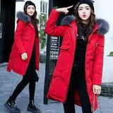 LOVEMI WDown jacket Red grey / 3XL Lovemi -  Hooded fur collar down jacket