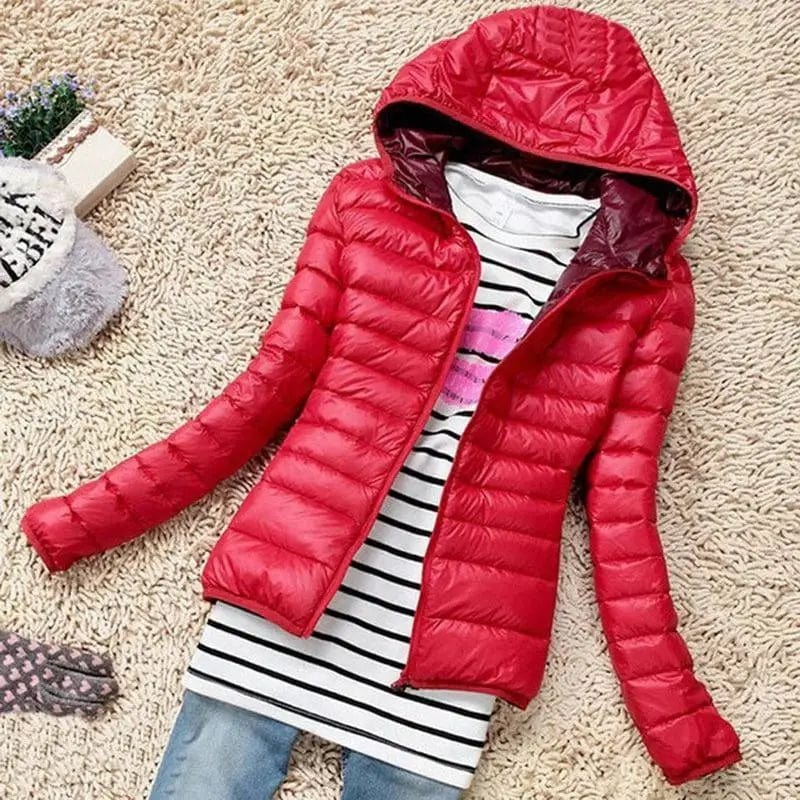 LOVEMI WDown jacket Red / L Lovemi -  Long sleeve hooded thin cotton coat