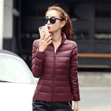 LOVEMI WDown jacket Red wine / L Lovemi -  Lightweight short slim down jacket with stand-up collar
