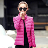LOVEMI WDown jacket Rose Red / S Lovemi -  Lightweight short slim down jacket with stand-up collar